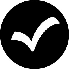 Thick Black Check Mark Inside Circular Frame Vector Icon
