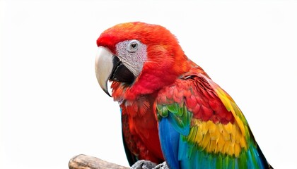 Fototapeta premium colorful parrot perched on branch isolated on a white background