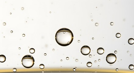 Beige bubbles float against a bright backdrop, providing a clean, abstract texture for cosmetic products, presentations, or web design.