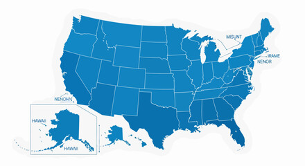 United States map in modern blue design, perfect for travel, business, and educational use