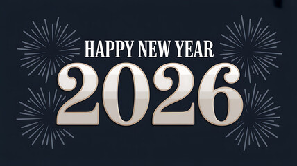Happy New Year 2026 Celebration with Festive Fireworks, Holiday Greeting for Seasonal Events, and a Joyful Design for Festive Occasions
