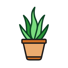 Stylized potted succulent vector on black background with a simple and clean aesthetic