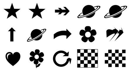 Modern black and white graphic design elements perfect for website icons and branding