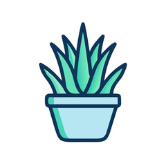 Minimalist illustration of a potted succulent plant against a dark background