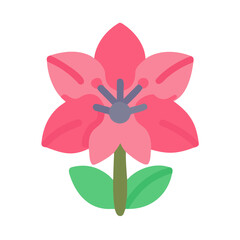 Fototapeta premium Flat Design Pink Flower Illustration on Black Background, Perfect for Springtime Themes