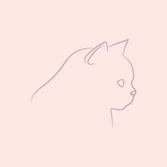 Outline of a cat face, side view. Sketch of a cat head in profile. Vector illustration