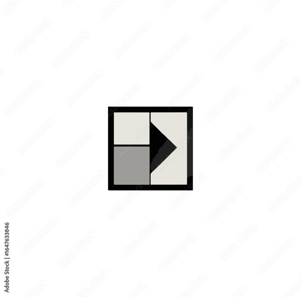 Poster abstract geometric design featuring arrow symbol and shapes on a black background