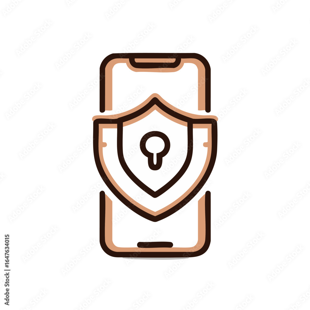 Poster vector icon phone security mobile security cybersecurity data privacy protection secure app safety s