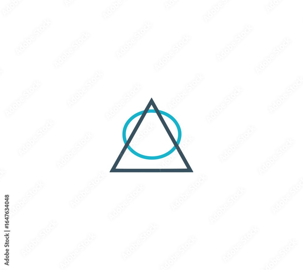 Poster geometric abstract design with triangle and circle on black background