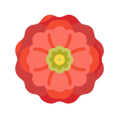 Stylized coral flower blossom on black background for creative design projects