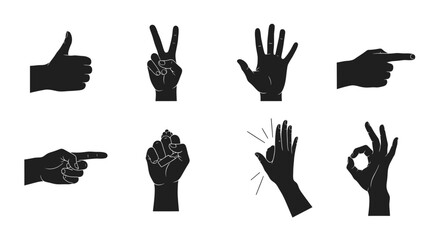 Hand gestures conveying approval, peace, and other positive communication symbols