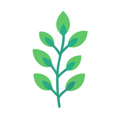 Obraz premium Stylized plant branch with green leaves on black background ideal for ecology projects