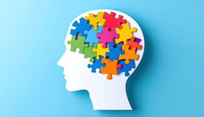 Colorful Puzzle Brain with Mind Concept.