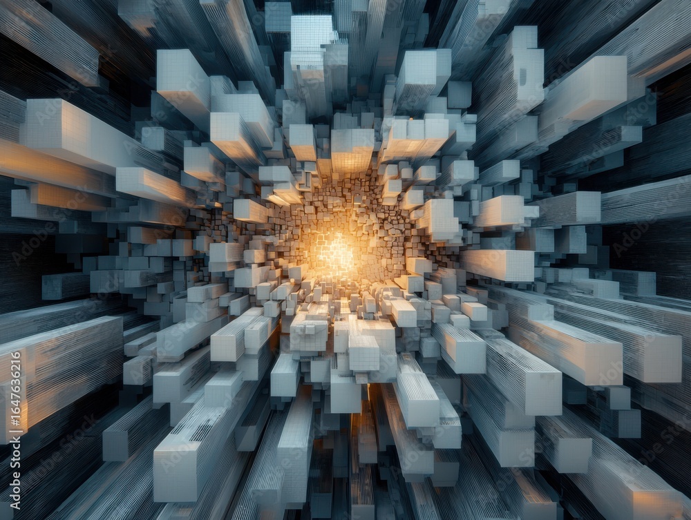 Aufkleber a mesmerizing abstract image depicting a burst of light amidst a dynamic array of geometric structur