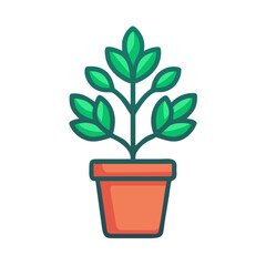 Potted Plant Icon: A simple flat illustration of a plant in a pot
