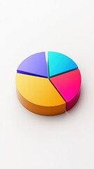 Vibrant pie chart graphic with gradient colors, ideal for business presentations and data visualization.