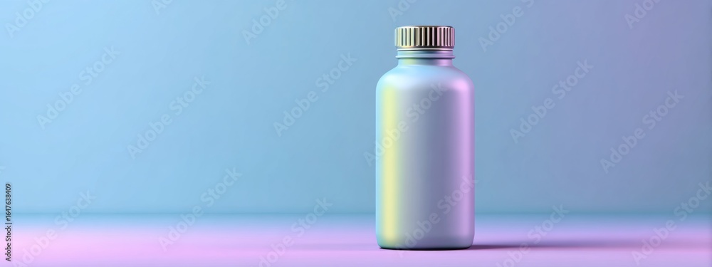 Poster clean mockup of a bottle with gradient background ready for graphic design projects and product visu