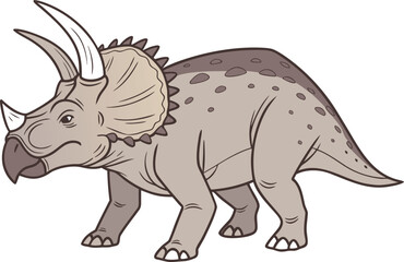 Naklejka premium Realistic Triceratops Dinosaur Illustration. Lifelike Triceratops Prehistoric Artwork. Detailed Triceratops Dinosaur Design for Education. Realistic Triceratops Jurassic Illustration Prehistoric