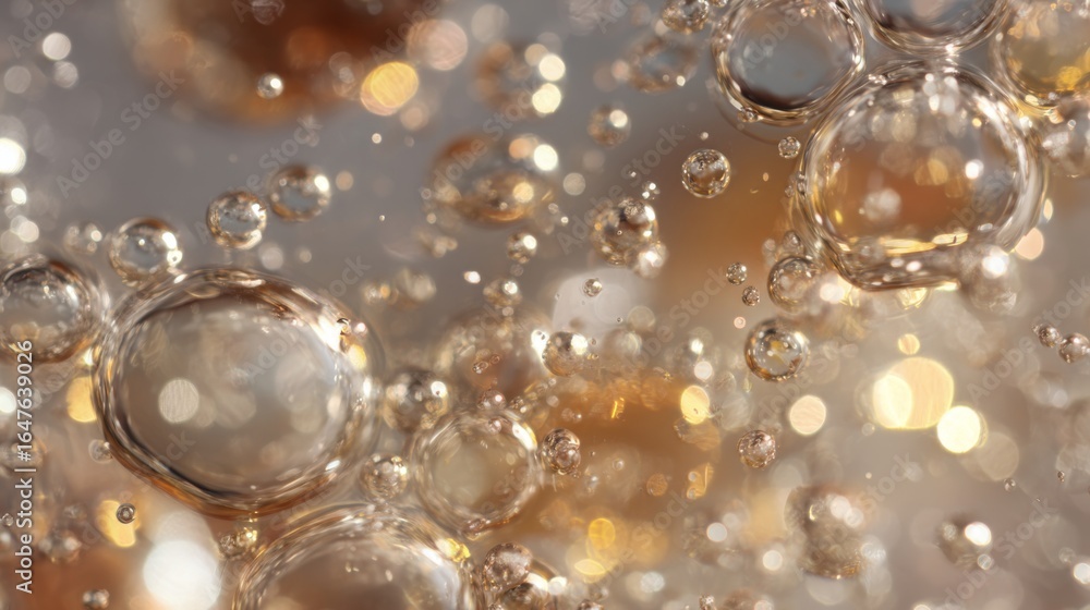 Poster close-up of bubbles in transparent gel captured in soft light with a dreamy bokeh effect