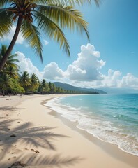 tropical beach with palm trees