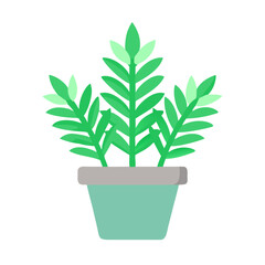 Fototapeta premium Illustration of a stylish potted plant with green leaves on a black background