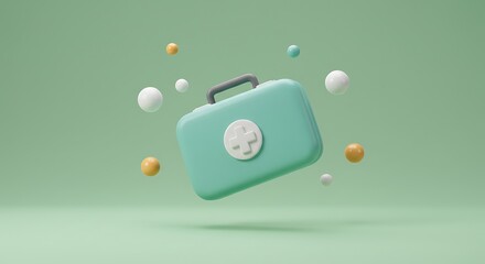Floating first aid kit with spheres