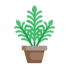 Fototapeta premium Stylized potted plant with green leaves in a brown pot illustration