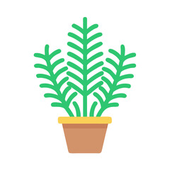 Stylized Potted Plant with Green Fronds on Black Background for Creative Use