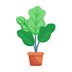 Stylized potted plant illustration on a black background for creative projects