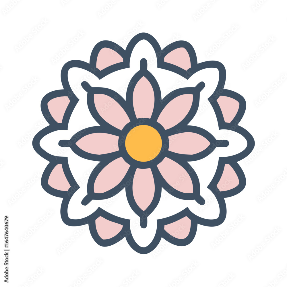 Aufkleber abstract floral pattern design with rounded shapes on a black background