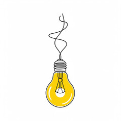 A vector illustration of a hanging yellow light bulb, a symbol of innovation and bright ideas