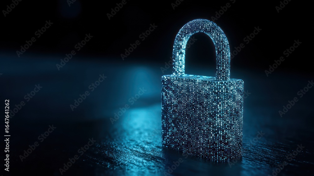 Poster digital lock binary code graphic