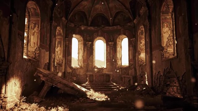 Ancient ruins church interior explore historical architecture travel video