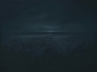 Obraz premium Lighthouse guiding ships across dark ocean night stars