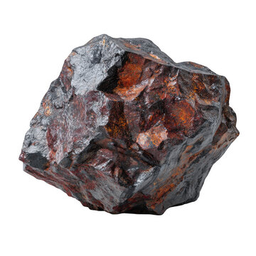 A large rock with a black and red color