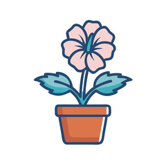 Isolated potted flower illustration against black background, suitable for graphic design use
