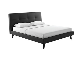 Dark Gray Upholstered Bed: Modern Bedroom Furniture Design on White Background