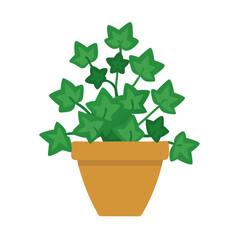 Ivy plant in a terracotta pot, minimalistic vector graphic on black backdrop