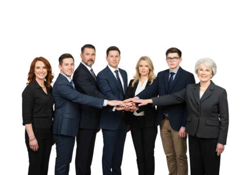 Team Putting Hands Together in Unity, Transparent Background. Generated AI - Powered by Adobe