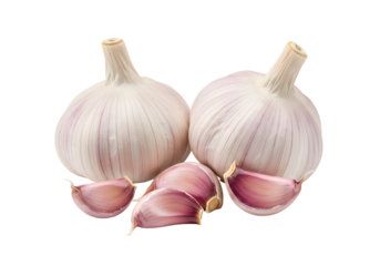 Fresh Garlic Bulb with Cloves on Transparent Background, Generated AI