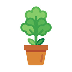 Stylized potted plant illustration on black background ideal for graphic design