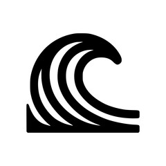 Wave black vector icon with transparent background 
