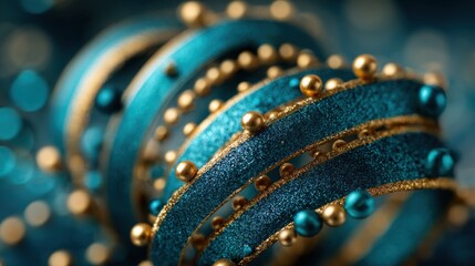 Fototapeta premium Elegant Blue and Gold Decorative Elements for Festive Celebration