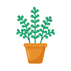 Fototapeta premium Stylized green potted plant against black background ideal for graphic design