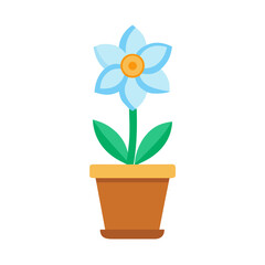 Simple flower in a pot illustration with a black background graphic design