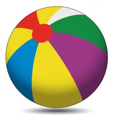 Colorful Beach Ball on White Background