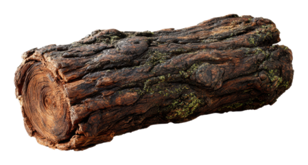 Log wood stump found in nature rustic environment view isolated on transparent background
