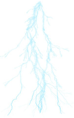 Thunder Thread shock Veil – Light Blue Lightning Bolt with Chaotic Branching Paths, White Background, Atmospheric Electric Discharge, Intricate Energy Flow Illustration