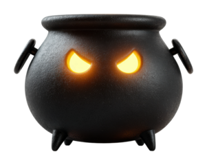 Mystical cauldron brewing potion enchanted forest isolated on transparent background