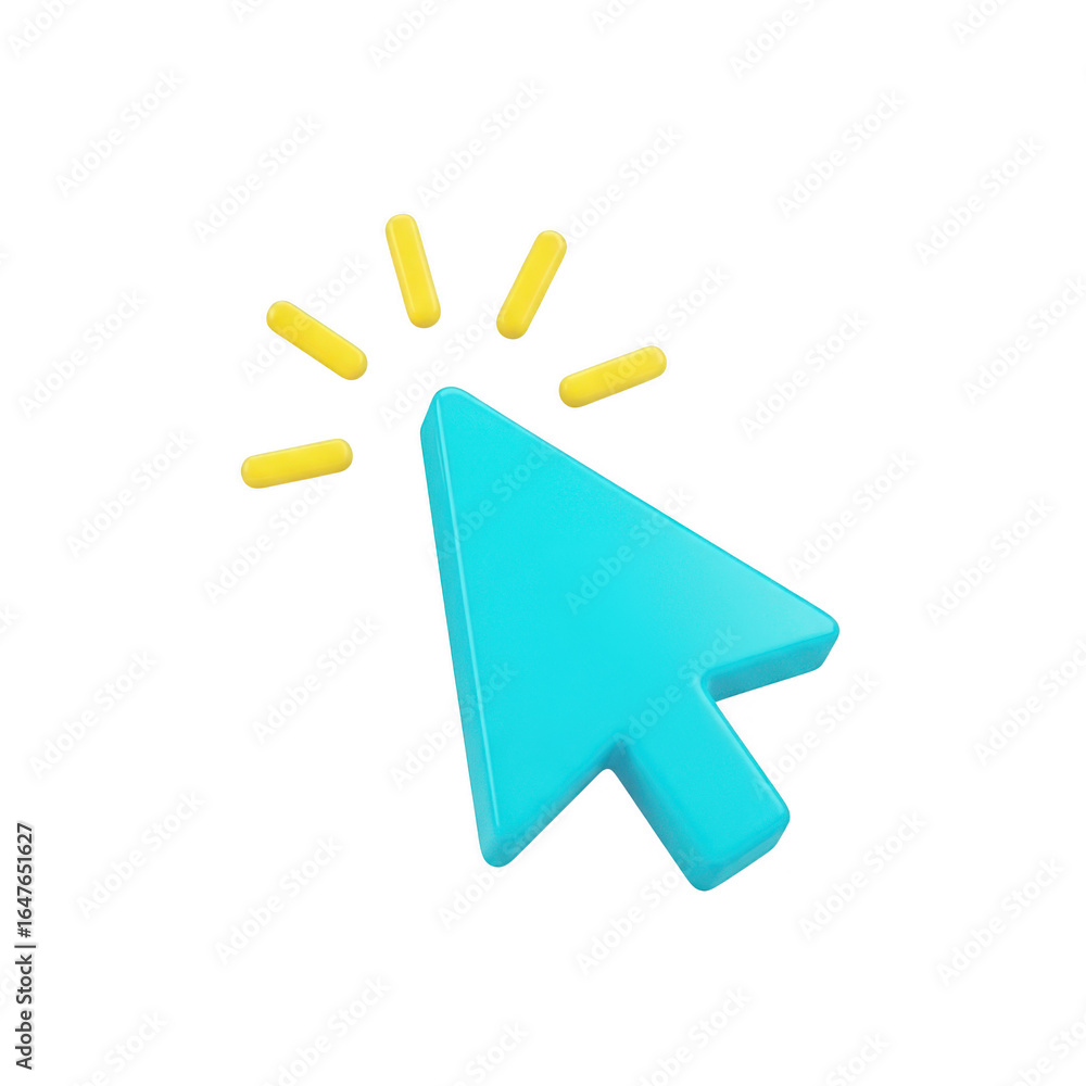 Fototapete 3d cyan cursor pointer isolated on transparent background